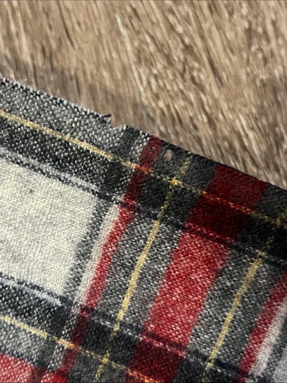 Pendleton Red, Gray & Cream Plaid Wool Scarf